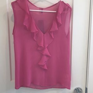 Bright pink ruffle top